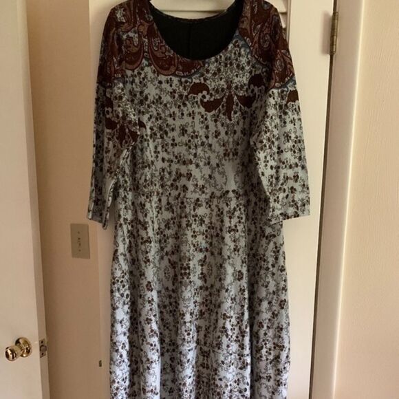 Bohemian WOMAN KNITWEAR FLORAL LONG DRESS SIZE XL​ - Picture 2 of 9